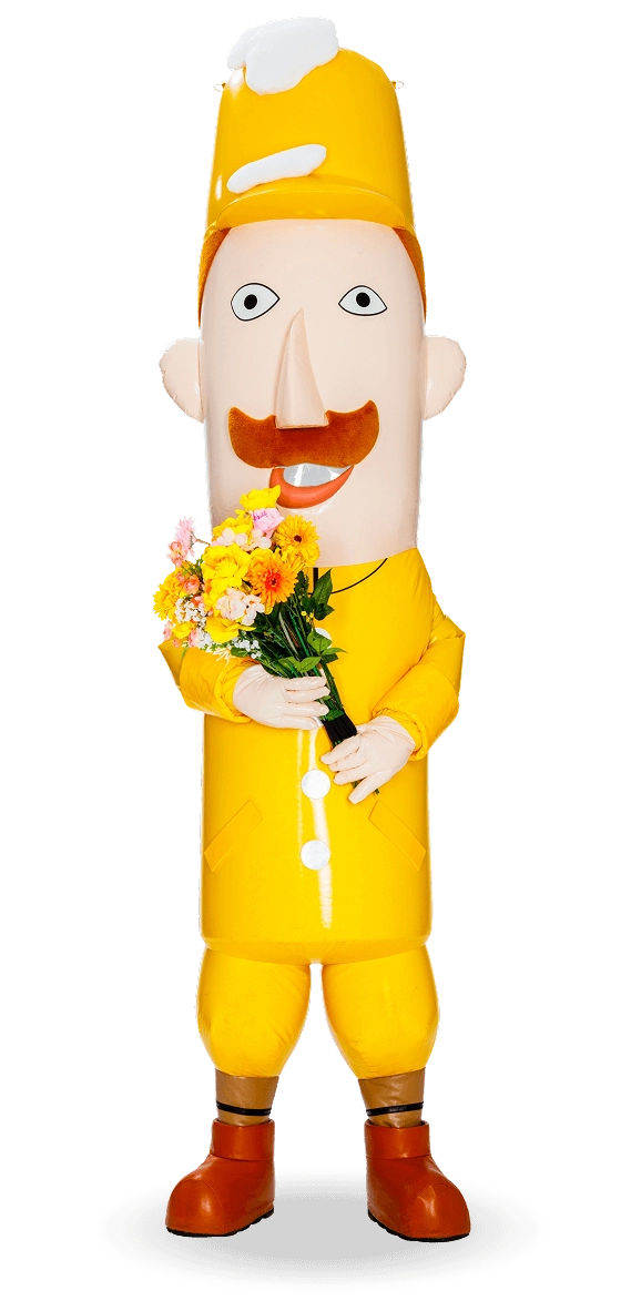 お花を持つレルヒさん